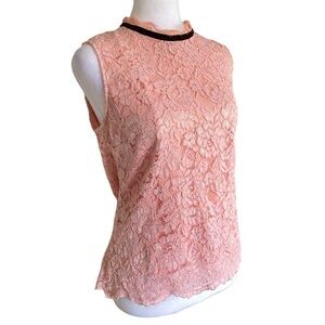 New York & Company Pink Lace Top Size Large